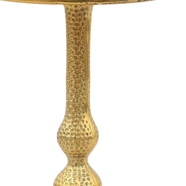 HomeRoots 24" Antiqued Gold Aluminum Pedestal End Table – Elegant, Versatile Accent for Any Space and Style 633152