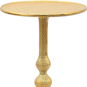 HomeRoots 24" Antiqued Gold Aluminum Pedestal End Table – Elegant, Versatile Accent for Any Space and Style 633152