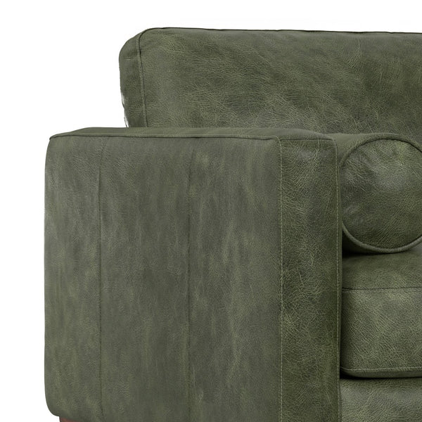 English Elm Morrison 42" Wide Mid-Century Modern Armchair In Eco-Friendly Moss Green Genuine Leather Comfort B136P364313