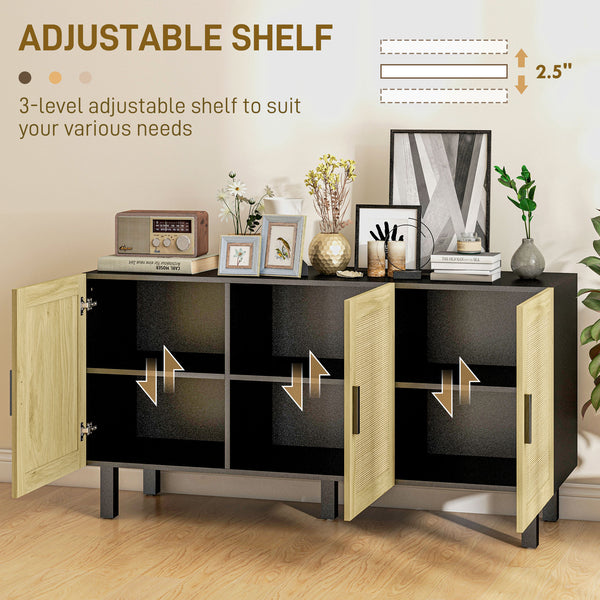 English Elm Homcom Boho Sideboard Buffet Cabinet With Rattan Doors, Adjustable Shelves & Safe Design For Storage W2225P229134