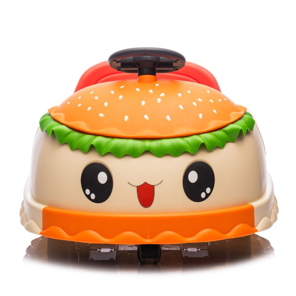 English Elm 12v Kids Hamburger Bumper Ride on Car with 360 Spin Parental Remote and Led Display W1578P299386