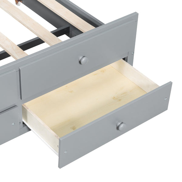 English Elm Daybed Twin Frame with Pull Out Trundle and Three Storage Drawers for Kids Rooms Gray LP100241AAE