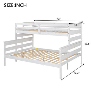 English Elm Wood Twin Xl Over Queen Bunk Bed With Ladder - Stylish Space-Saving Design For Kids & Guests! GX000446AAK-1-GIGA