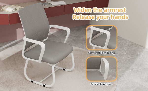 English Elm Minimalist breathable mesh office chair with curved support, cushioned seat, stable iron frame for long workdays White+gray W1935P338541