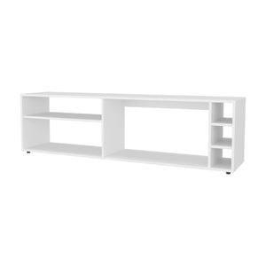 English Elm FM Parker TV Stand with Door and Open Shelves for Large TVs, Minimalist Storage and Modern Style White 69 L x 19 W x 4 H B128P269887