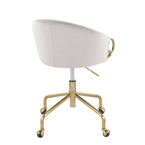 English Elm Task Chair with Black Velvet Seat and Glam Metal Base for Home Office Gold,Silver B202P474177