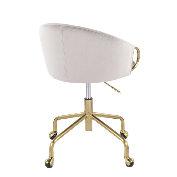 English Elm Task Chair with Black Velvet Seat and Glam Metal Base for Home Office Gold,Silver B202P474177