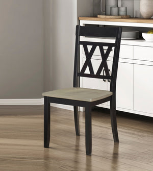 English Elm Modern Two-Tone Side Chairs Set of 2 Graywash Seat with Black Wood X-Back Farmhouse Dining Seating Antique Black 42 L x 20.5 W x 10.5 H B011P401428