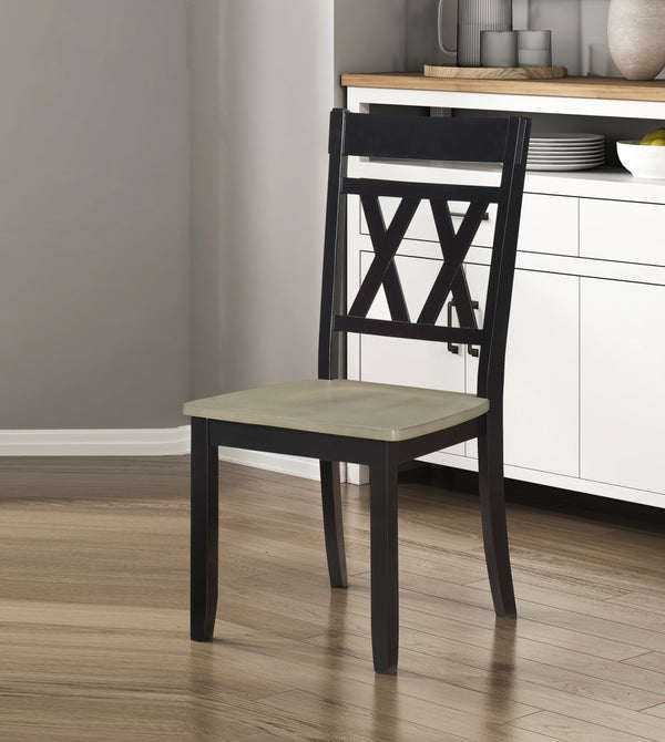 English Elm Modern Two-Tone Side Chairs Set of 2 Graywash Seat with Black Wood X-Back Farmhouse Dining Seating Antique Black 42 L x 20.5 W x 10.5 H B011P401428