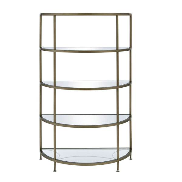 English Elm Aditya Five Tier Semicircle Mirrored Glass Shelf Unit for Entryway or Living Room B2726P448764