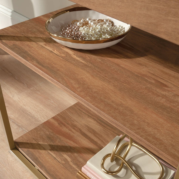 English Elm Vanity, Brown finish with Spacious Drawer & Open Shelves, Engineered Wood, Metal Frame Storage B356P367761