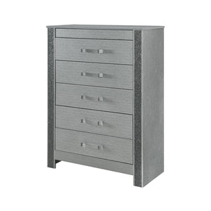 HomeRoots 36" Silver Wood Five Drawer Dresser - Modern, Space-Saving Storage Solution for Stylish Bedrooms 633699
