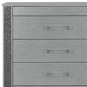 HomeRoots 36" Silver Wood Five Drawer Dresser - Modern, Space-Saving Storage Solution for Stylish Bedrooms 633699
