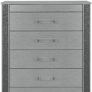 HomeRoots 36" Silver Wood Five Drawer Dresser - Modern, Space-Saving Storage Solution for Stylish Bedrooms 633699
