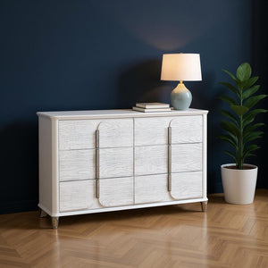 HomeRoots 63" Gray Wood Double Dresser with Six Drawers - Stylish Storage Solution for Modern Bedrooms and More 633703