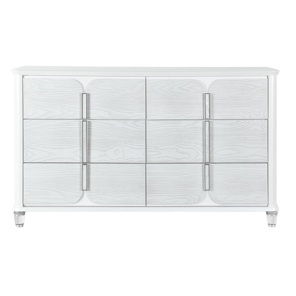 HomeRoots 63" Gray Wood Double Dresser with Six Drawers - Stylish Storage Solution for Modern Bedrooms and More 633703
