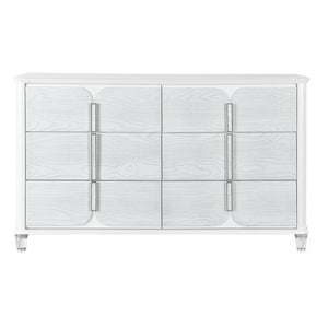 HomeRoots 63" Gray Wood Double Dresser with Six Drawers - Stylish Storage Solution for Modern Bedrooms and More 633703