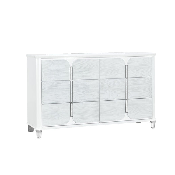 HomeRoots 63" Gray Wood Double Dresser with Six Drawers - Stylish Storage Solution for Modern Bedrooms and More 633703