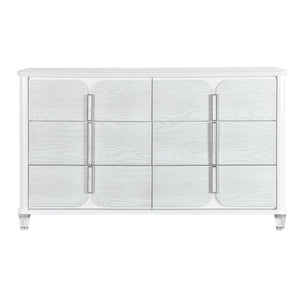HomeRoots 63" Gray Wood Double Dresser with Six Drawers - Stylish Storage Solution for Modern Bedrooms and More 633703
