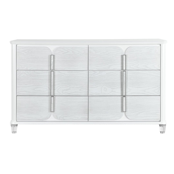 HomeRoots 63" Gray Wood Double Dresser with Six Drawers - Stylish Storage Solution for Modern Bedrooms and More 633703