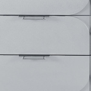 HomeRoots 63" Silver Wood Double Dresser - Modern Six Drawer Storage Solution with Sleek Finish & Acrylic Feet 633704