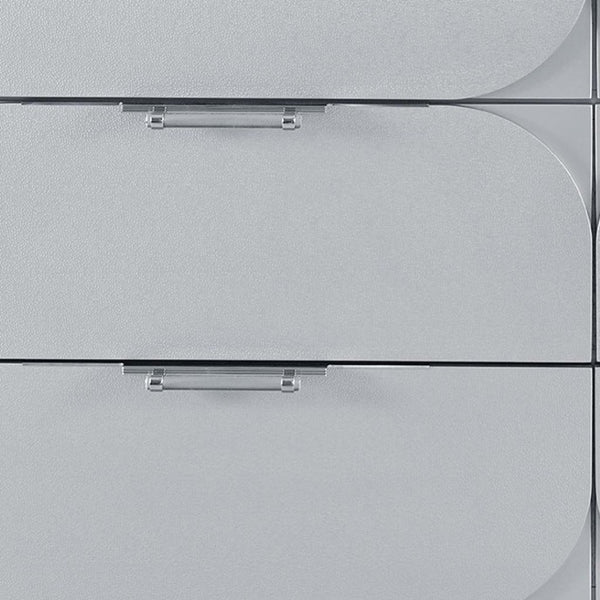 HomeRoots 63" Silver Wood Double Dresser - Modern Six Drawer Storage Solution with Sleek Finish & Acrylic Feet 633704