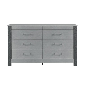 HomeRoots 62" Modern Silver Wood Double Dresser - Spacious Six Drawer Storage for Organized Bedrooms & Style 633706