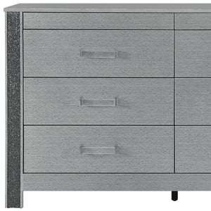 HomeRoots 62" Modern Silver Wood Double Dresser - Spacious Six Drawer Storage for Organized Bedrooms & Style 633706
