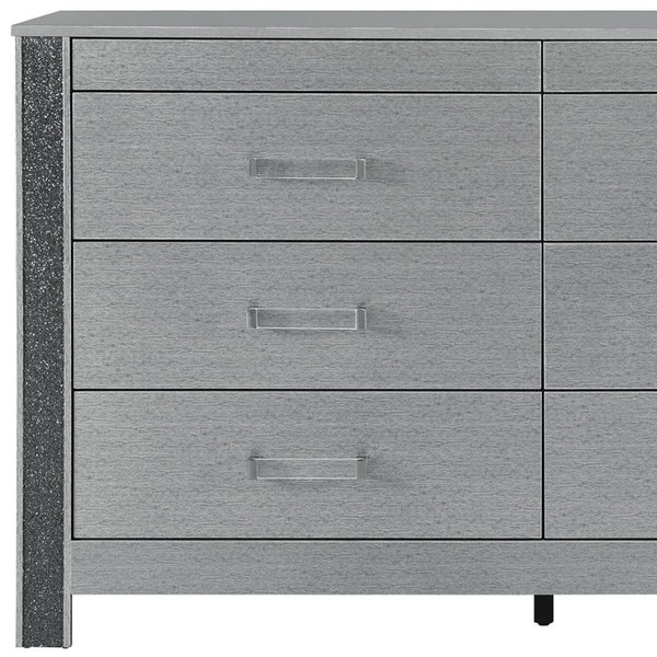 HomeRoots 62" Modern Silver Wood Double Dresser - Spacious Six Drawer Storage for Organized Bedrooms & Style 633706