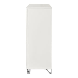 HomeRoots 37" Elegant White Wood Dresser with Gold Faux Crystal Accents – Glamorous Storage Solution for Bedrooms 633707