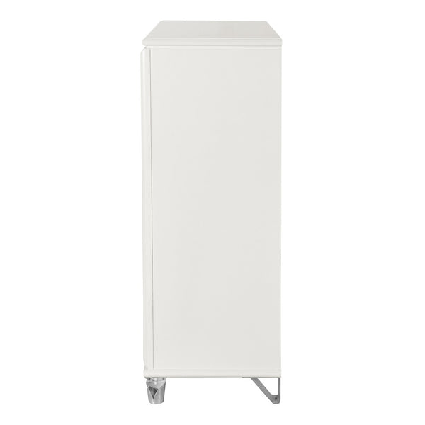 HomeRoots 37" Elegant White Wood Dresser with Gold Faux Crystal Accents – Glamorous Storage Solution for Bedrooms 633707