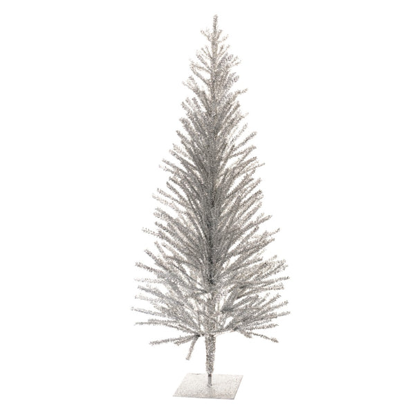 HomeRoots 4' Silver Tinsel Sparse Pine Christmas Tree - Modern Holiday Accent for Tabletop or Small Spaces 633717