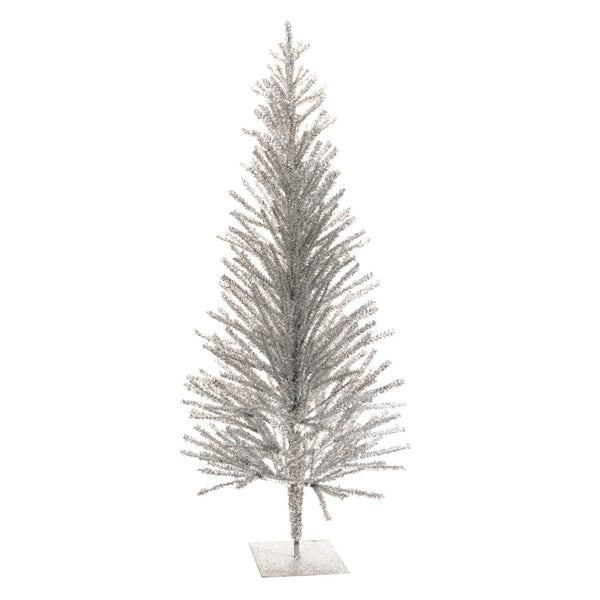 HomeRoots 4' Silver Tinsel Sparse Pine Christmas Tree - Modern Holiday Accent for Tabletop or Small Spaces 633717