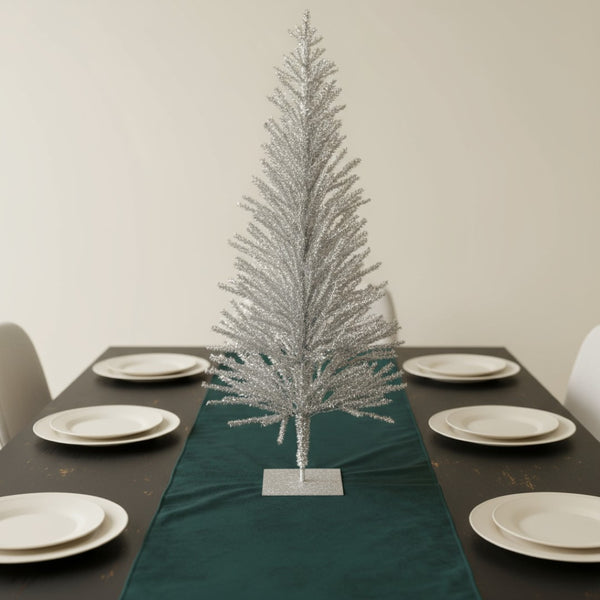 HomeRoots 4' Silver Tinsel Sparse Pine Christmas Tree - Modern Holiday Accent for Tabletop or Small Spaces 633717