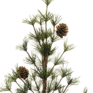 HomeRoots Set of Two 32" Mini Artificial Pine Trees in Rustic Pots – Charming Decor for Any Season 633722