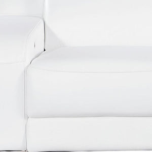 HomeRoots 76" White and Silver Italian Leather Power Reclining Loveseat - Luxurious Comfort & Modern Design 633747