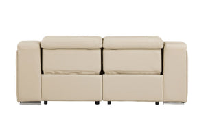 HomeRoots 76" Beige Italian Leather Power Reclining Loveseat - Luxurious Comfort for Modern Living Spaces 633750