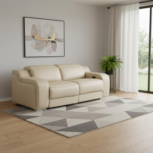 HomeRoots 76" Beige Italian Leather Power Reclining Loveseat - Luxurious Comfort for Modern Living Spaces 633750
