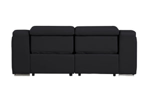 HomeRoots 76" Black and Silver Italian Leather Power Reclining Loveseat – Luxurious Comfort for Stylish Living 633751