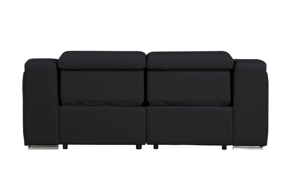 HomeRoots 76" Black and Silver Italian Leather Power Reclining Loveseat – Luxurious Comfort for Stylish Living 633751