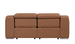 HomeRoots 76" Luxurious Cognac Leather Power Reclining Loveseat with Storage & Cup Holders for Ultimate Comfort 633752
