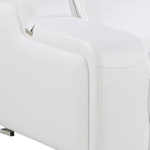 HomeRoots 89" Italian Leather Power Reclining Loveseat with Storage, Cup Holders & Modern Silver Accents 633753