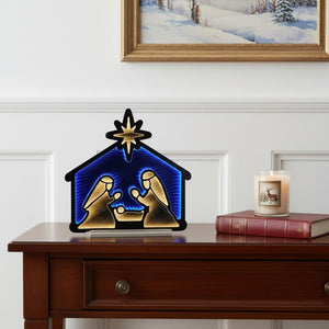 HomeRoots 24" Blue and White Acrylic Christmas Tabletop Sign with LED Illumination for Festive Décor Shine 633773