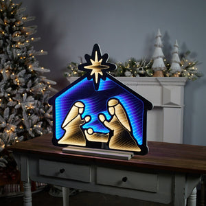 HomeRoots 24" Blue and White Acrylic Christmas Tabletop Sign with LED Illumination for Festive Décor Shine 633773