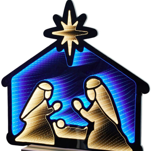 HomeRoots 24" Blue and White Acrylic Christmas Tabletop Sign with LED Illumination for Festive Décor Shine 633773