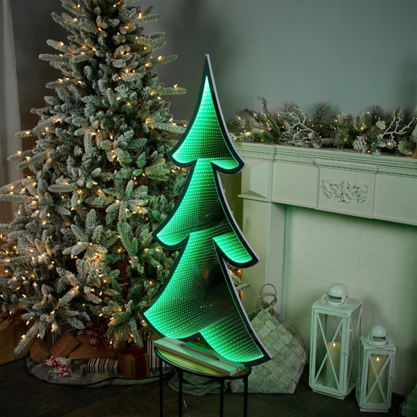 HomeRoots 46" Green Acrylic Christmas Tree Sculpture with LED Lighting - Modern Tabletop Décor for Holidays 633775
