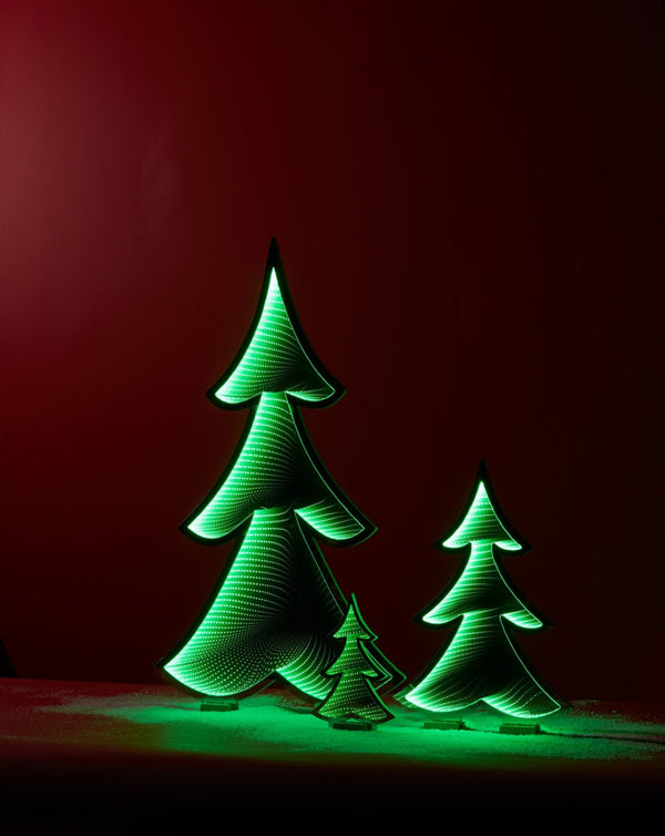 HomeRoots 46" Green Acrylic Christmas Tree Sculpture with LED Lighting - Modern Tabletop Décor for Holidays 633775