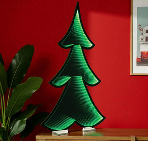HomeRoots 46" Green Acrylic Christmas Tree Sculpture with LED Lighting - Modern Tabletop Décor for Holidays 633775