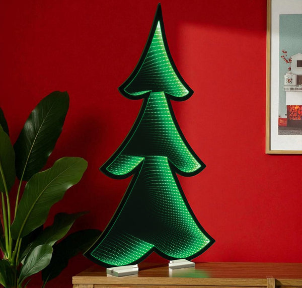 HomeRoots 46" Green Acrylic Christmas Tree Sculpture with LED Lighting - Modern Tabletop Décor for Holidays 633775
