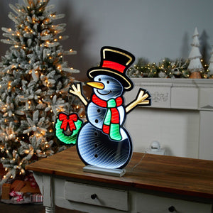 HomeRoots 24" Festive Acrylic Snowman Tabletop Sign with LED Lights - Perfect Holiday Decor for Any Space! 633777